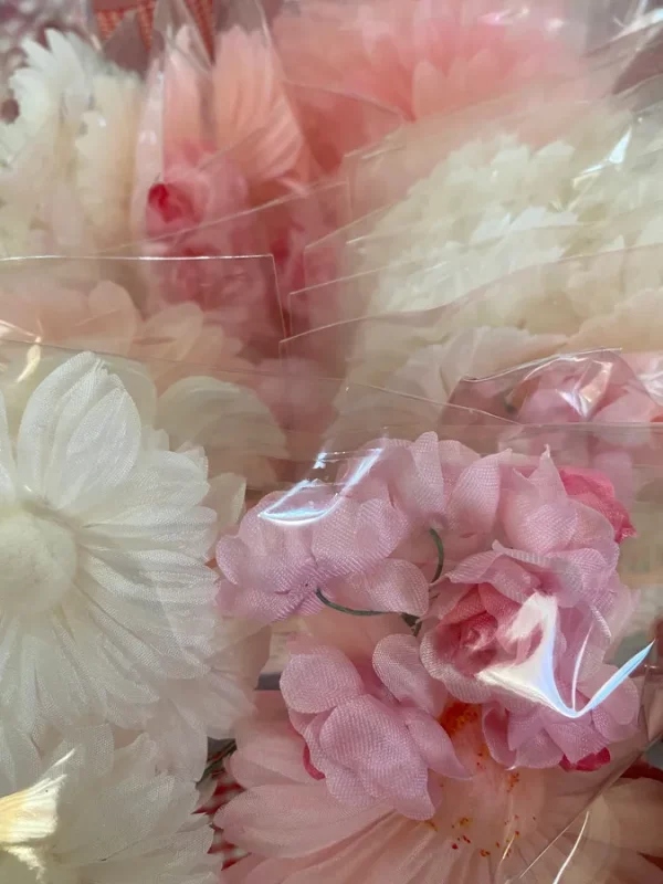 Vintage Made in Japan Silk and Plastic Mid Century Craft Flowers Daisies Tiny Bouquet of Buds Set