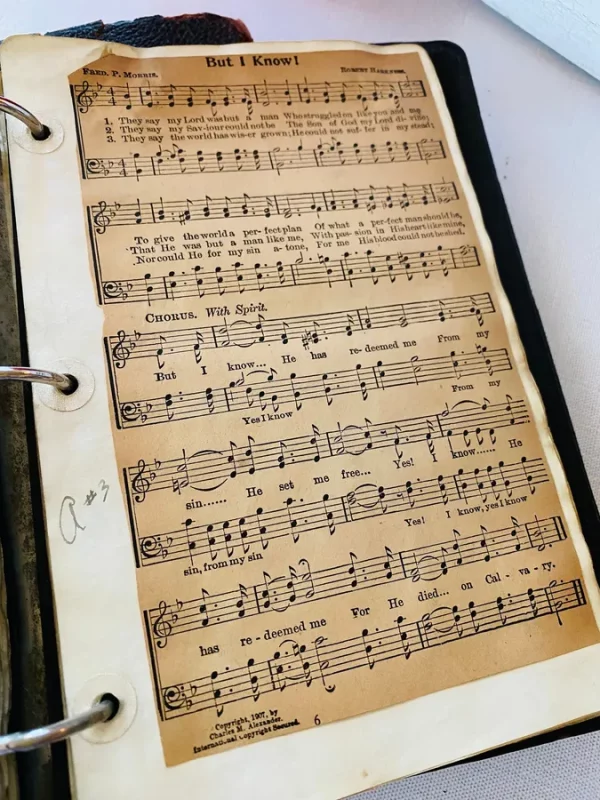 Antique Vintage Hymns Note Pages Pasted Church Sunday School Choir Singing Sermon Pastor Ephemera Paper Collage Aged Bible Junk Journals