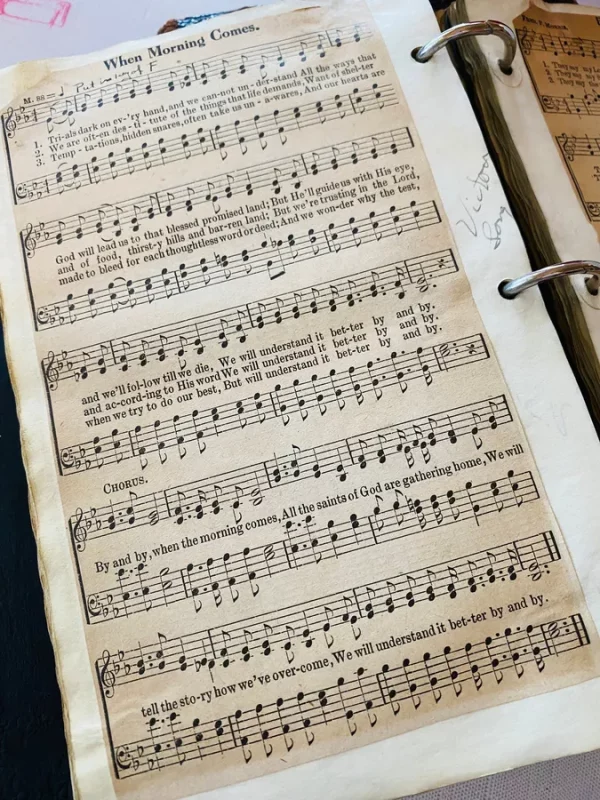 Antique Vintage Hymns Note Pages Pasted Church Sunday School Choir Singing Sermon Pastor Ephemera Paper Collage Aged Bible Junk Journals