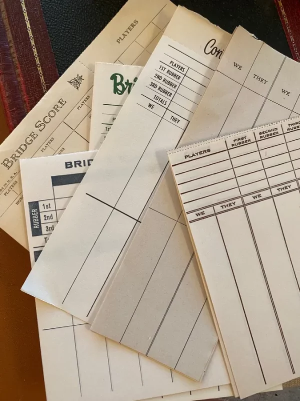 Vintage and Antique Bridge Card Game Score Sheets of All Styles Art Deco Mid Century Game Night Ephemera Junk Journal Paper Pages