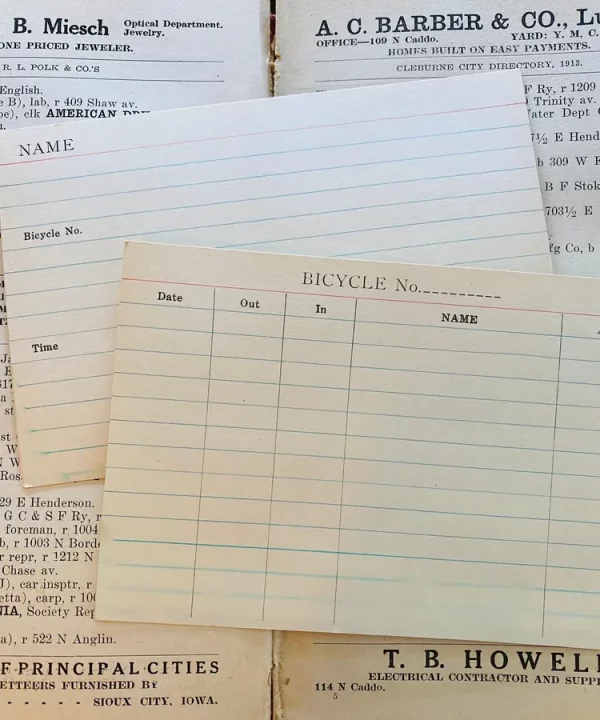 4 City Bicycle Shop Rental Ledger Index Cards Vacation Prop Travel Biking Vintage  Ephemera Junk Journal Scrapbook Notebook Tag Tuck Spot