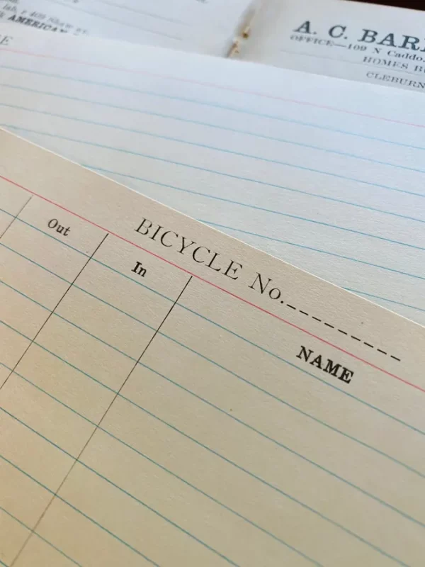 4 City Bicycle Shop Rental Ledger Index Cards Vacation Prop Travel Biking Vintage  Ephemera Junk Journal Scrapbook Notebook Tag Tuck Spot
